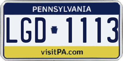 PA license plate LGD1113