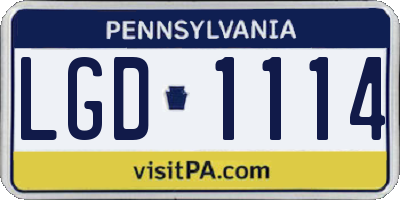 PA license plate LGD1114