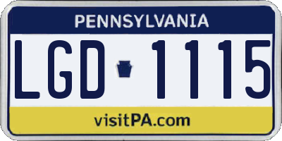 PA license plate LGD1115