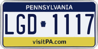 PA license plate LGD1117