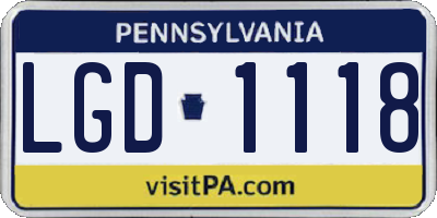 PA license plate LGD1118