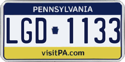 PA license plate LGD1133