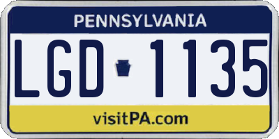 PA license plate LGD1135