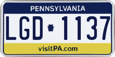 PA license plate LGD1137