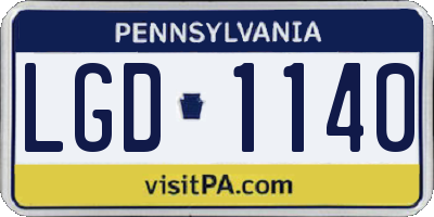 PA license plate LGD1140