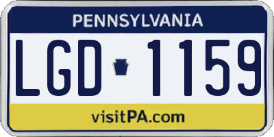 PA license plate LGD1159