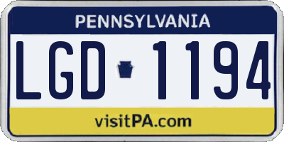 PA license plate LGD1194
