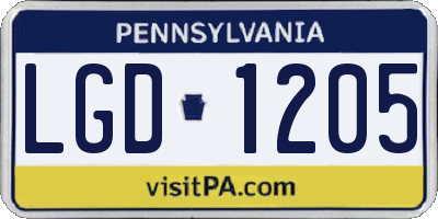 PA license plate LGD1205