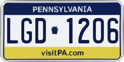 PA license plate LGD1206