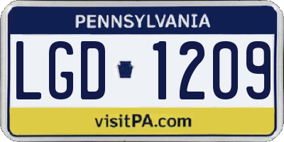PA license plate LGD1209