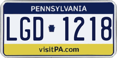 PA license plate LGD1218