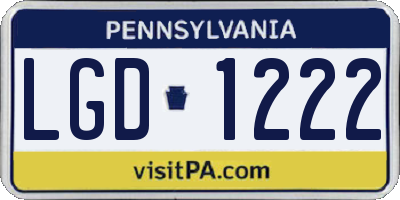 PA license plate LGD1222