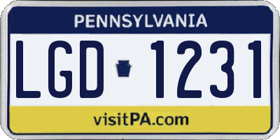PA license plate LGD1231