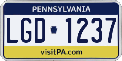 PA license plate LGD1237