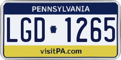 PA license plate LGD1265