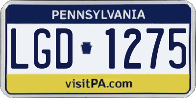 PA license plate LGD1275