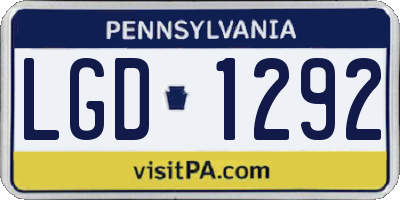 PA license plate LGD1292
