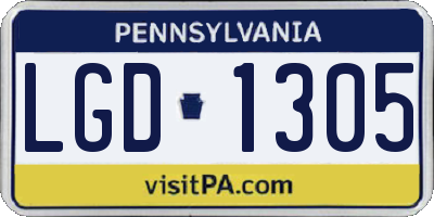 PA license plate LGD1305