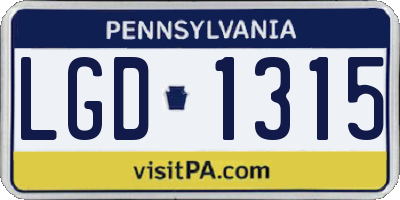 PA license plate LGD1315