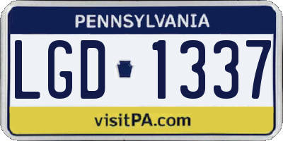 PA license plate LGD1337