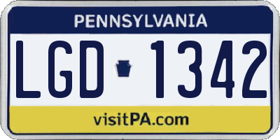 PA license plate LGD1342