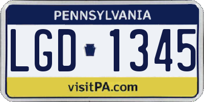 PA license plate LGD1345