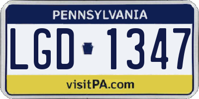 PA license plate LGD1347
