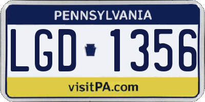 PA license plate LGD1356