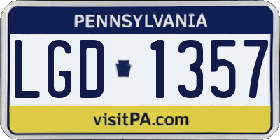 PA license plate LGD1357