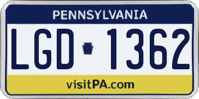 PA license plate LGD1362