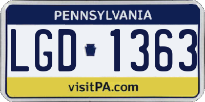 PA license plate LGD1363