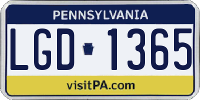 PA license plate LGD1365