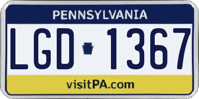 PA license plate LGD1367