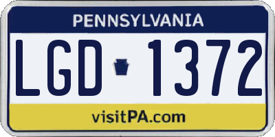 PA license plate LGD1372