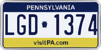 PA license plate LGD1374