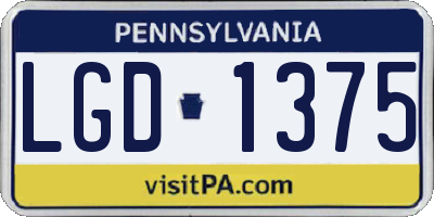 PA license plate LGD1375