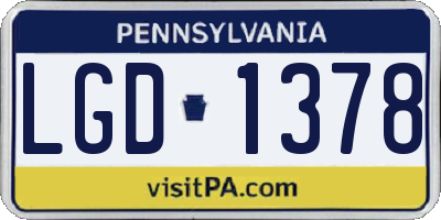 PA license plate LGD1378