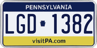 PA license plate LGD1382