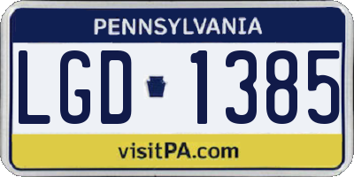 PA license plate LGD1385