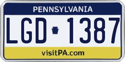PA license plate LGD1387