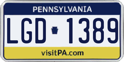 PA license plate LGD1389