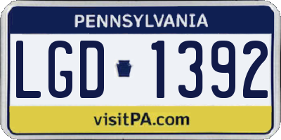 PA license plate LGD1392