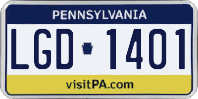 PA license plate LGD1401