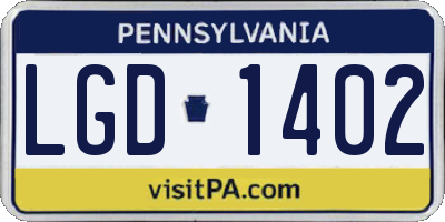 PA license plate LGD1402
