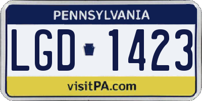 PA license plate LGD1423