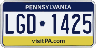 PA license plate LGD1425
