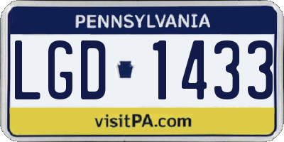 PA license plate LGD1433