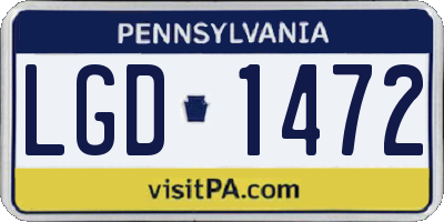 PA license plate LGD1472