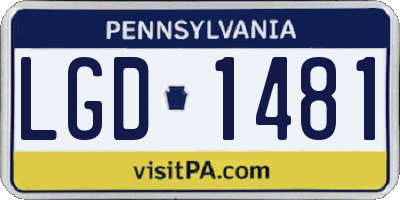 PA license plate LGD1481