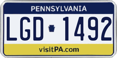 PA license plate LGD1492